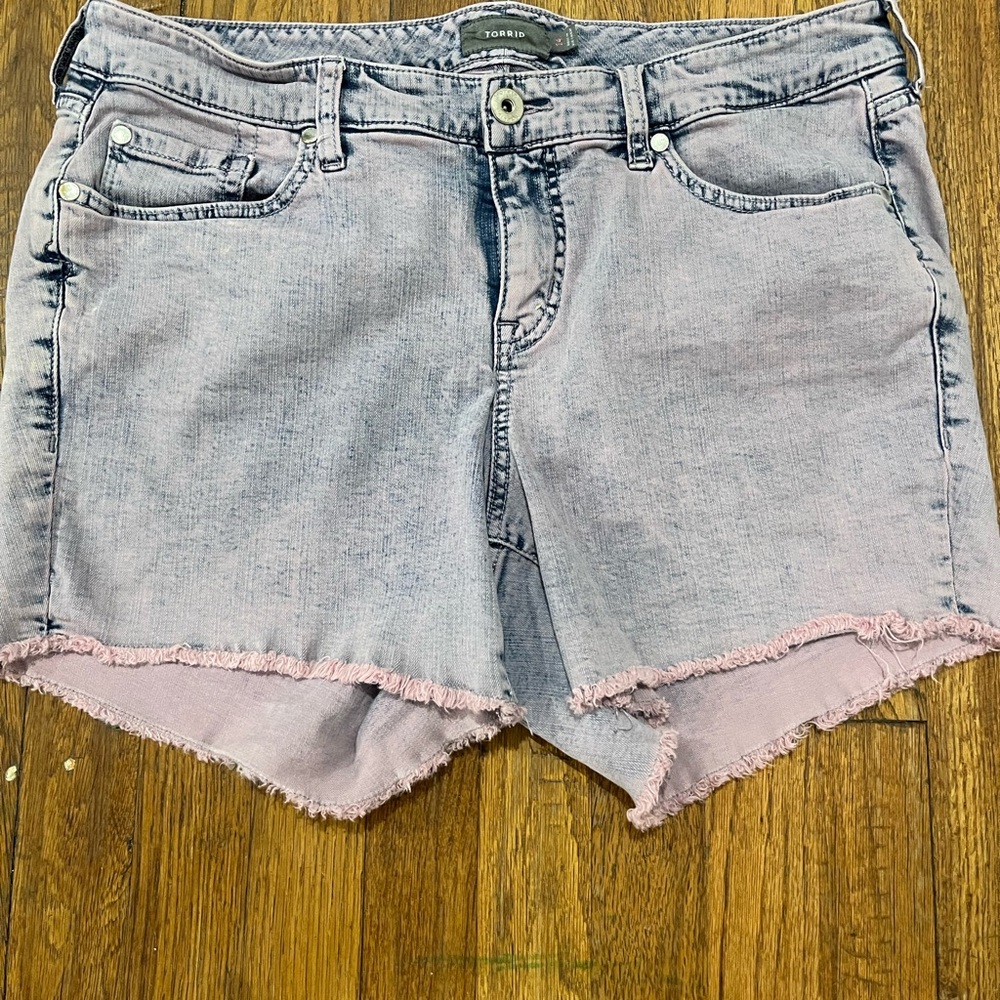 torrid Light Pink Washed Denim Cutoff Shorts
